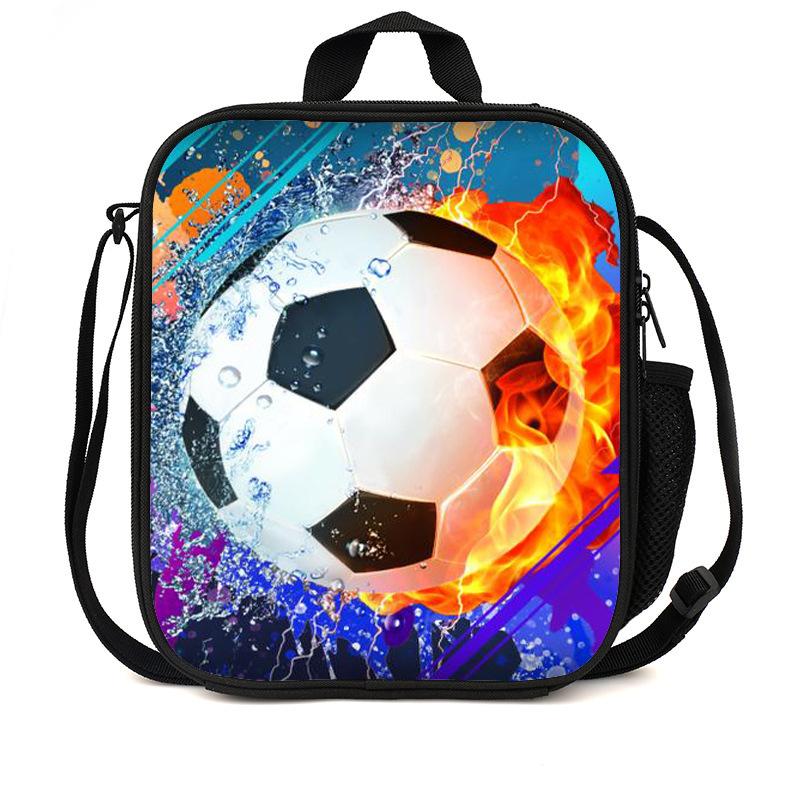 Football Basketball Pattern Children'S Lunch Bag Elementary School Lunch Box Bag Fashion Trend Boys' Lunch Bag
