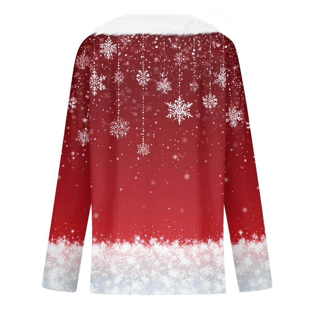 Camicie a Maniche Lunghe da Donna Magliette Carine Stampe Natalizie Magliette Bluse Casual Taglie Forti Top Basic Pullover