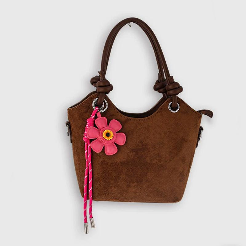 Yogodlns Creative Vintage Flower Heart Keychain Sunflower Decoration PU Pendant Woven Lanyards Bag Ornament Bags