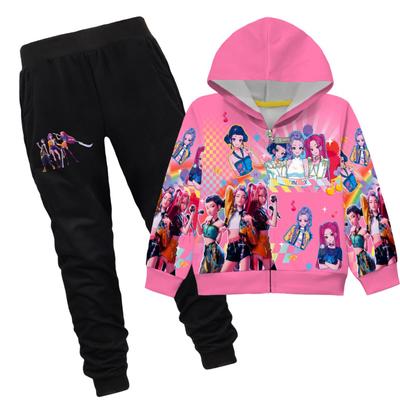 Bekleidungssets Mädchen Kinder Damen Komfortjacke Reißverschluss Kapuze Lässig Mode Jackenset