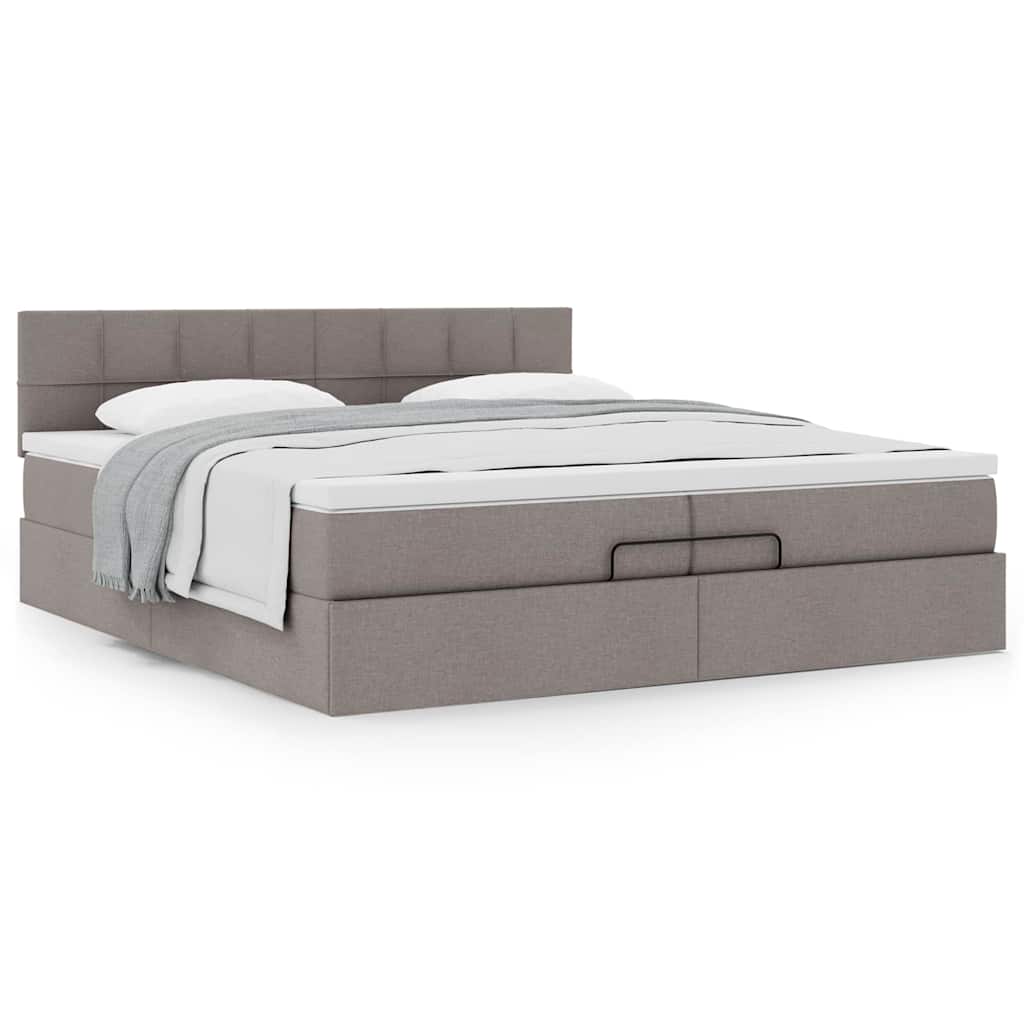 Ottoman Bed with Mattress Taupe 200x200 cm Fabric