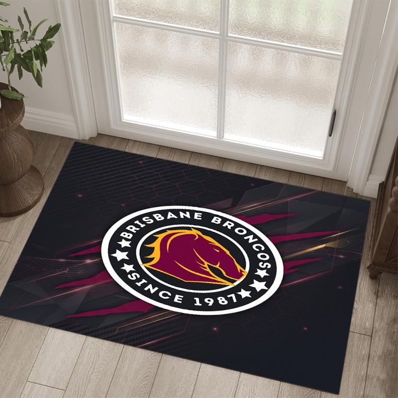 Brisbane Broncos Design Crystal Velvet Carpet Cozy Non?Slip Printed Rug For Bedroom Living Room Entrance
