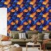 Ink blue, navy blue and orange wallpaper for living room and bedroom 50x1000