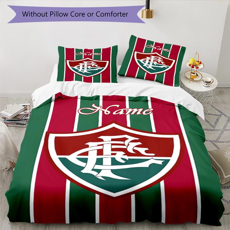 3pcs Custom Name Fluminense FC Bedding Set Duvet Cover Closure Includes 1 Duvet Cover & 2 Pillowcases, Soft and Comfortable for All Seasons.