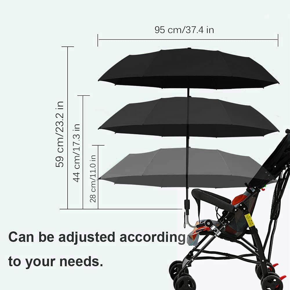 Pure Color Universal Baby Parasol with Holder Clip Lamp Sun Protection  for Trolley Bike Wheelchair