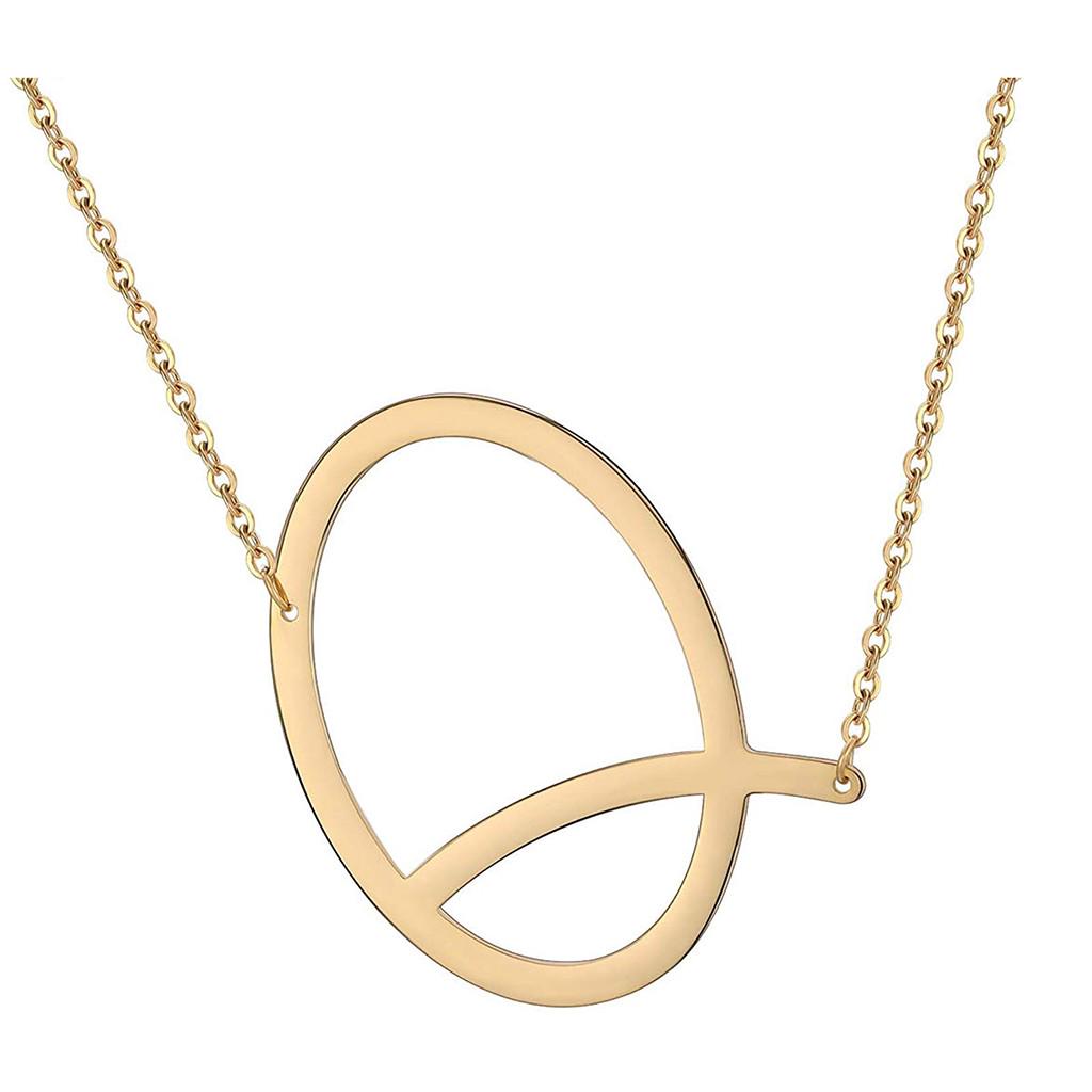 Titanium Steel Peach Heart Letter Necklace 26 Letters Love Clavicle Neck Chain