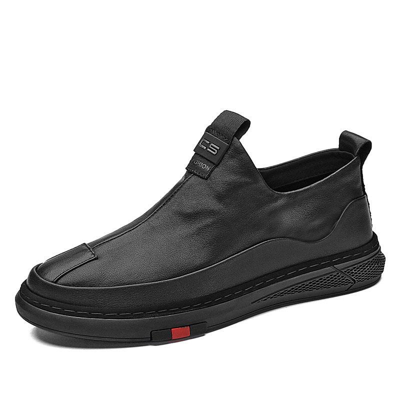 Fashion Man PU Leather Casual Shoes Man Sneakers Comfortable Slip on Flats  Fashion Korean Shallow Loafers Zipper Flat Sneakers 2024