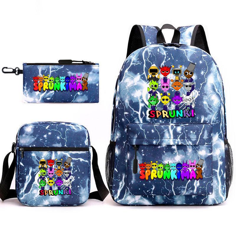 Anime Cartoon Backpack Sprunki Large Capacity Primary School Student Schoolbag Satchel Pencil Case
