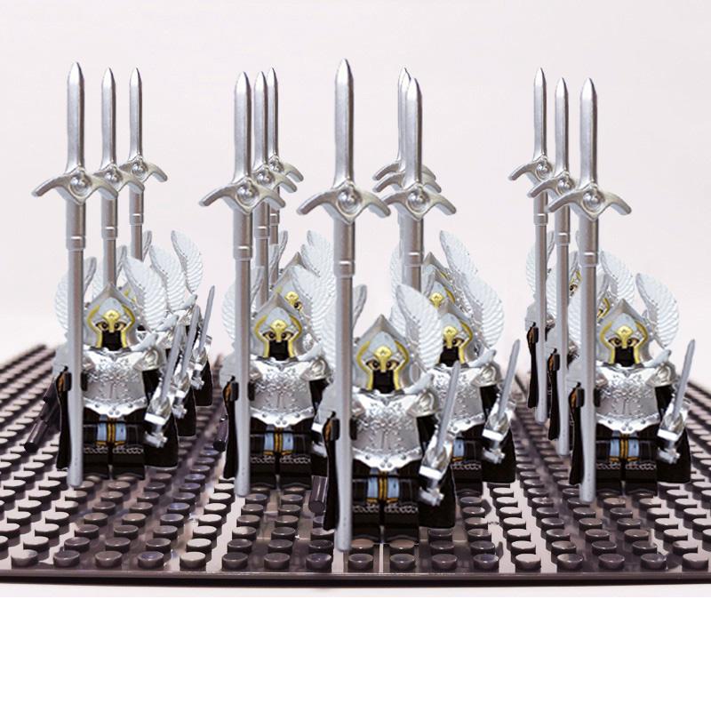 13 sztuk Figurki Rycerzy Smoczych Zbrojnych Żołnierzy Rzymskich Wojowników i Strażników Elfickich z Bronią, Klocki Budowlane
