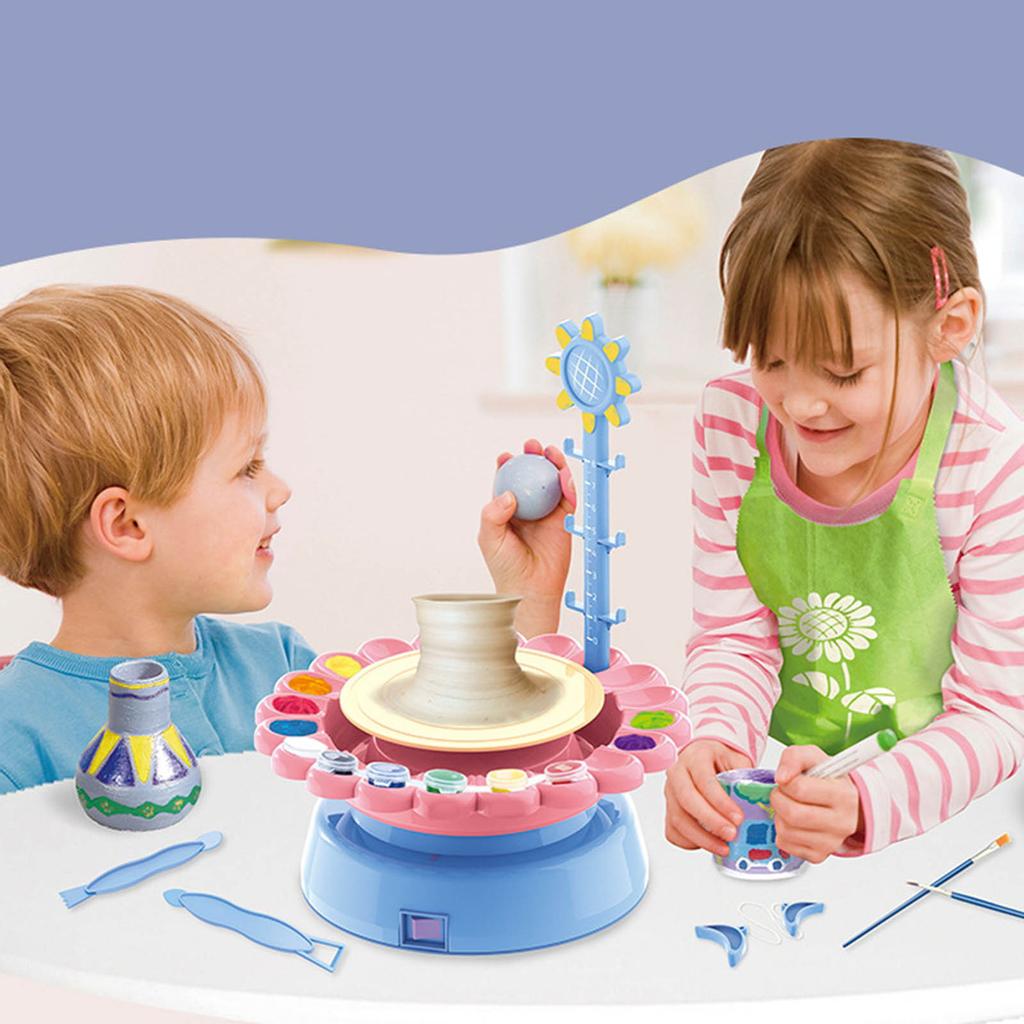 JM Shop DIY El Yapımı Yaratıcı Yumuşak Slime Elektrikli Çömlek Tekerleği Sanat El Sanatları Seti Makinesi