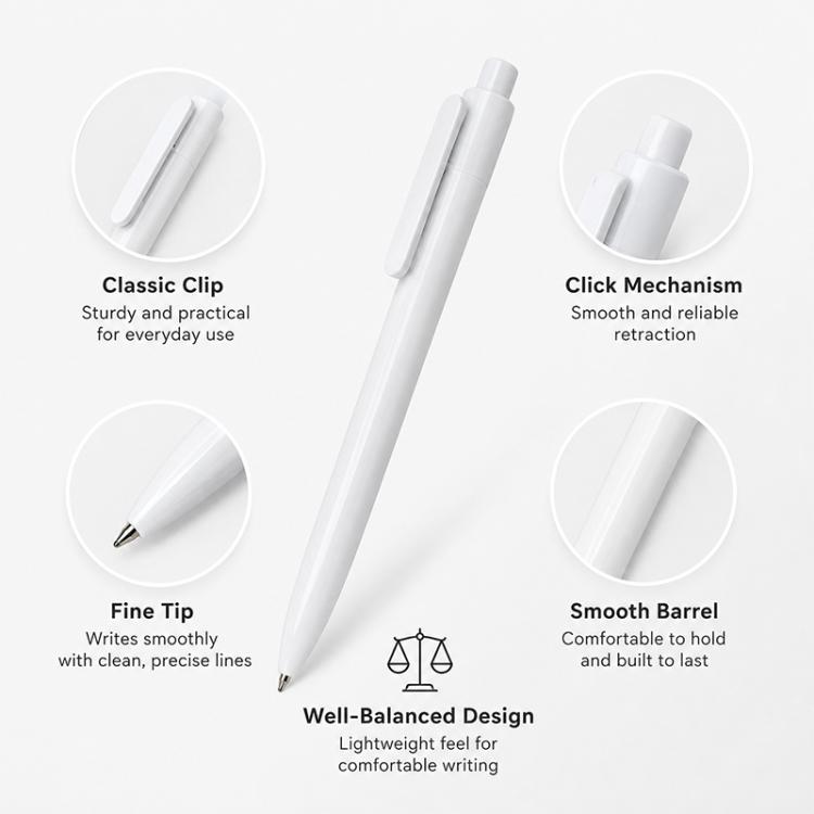 10 PCS/Pack Retractable Minimalist White Ballpoint Pen