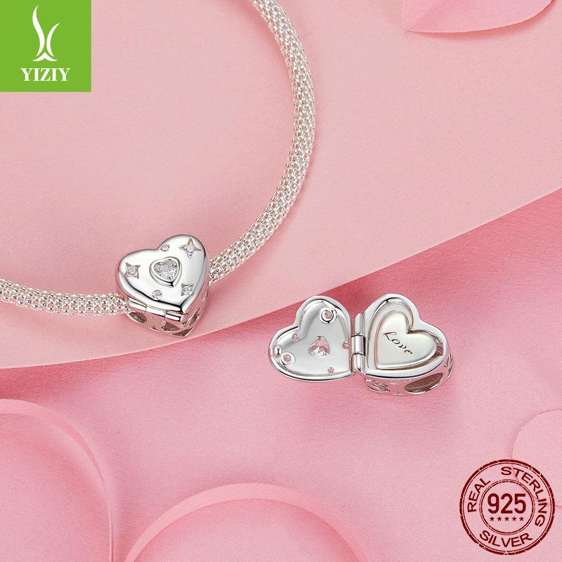 Valentine'S Day Opening And Closing Love Diy Bracelet Beaded, Lettering Love Heart-Shaped S925 Sterling Silver Beads Loose Beads