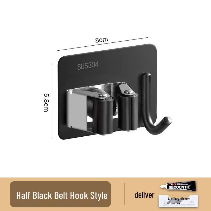 Stainless Steel No-Drill Multi-Function Wall-Mounted Mop and Broom Rack
