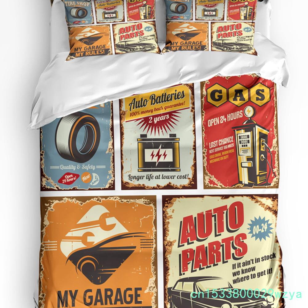 Excavator Car Vehicle Road Sign 3pcs Bedding Set For Bedroom Double Bed Home Textile Duvet Cover Quilt Cover Pillowcase