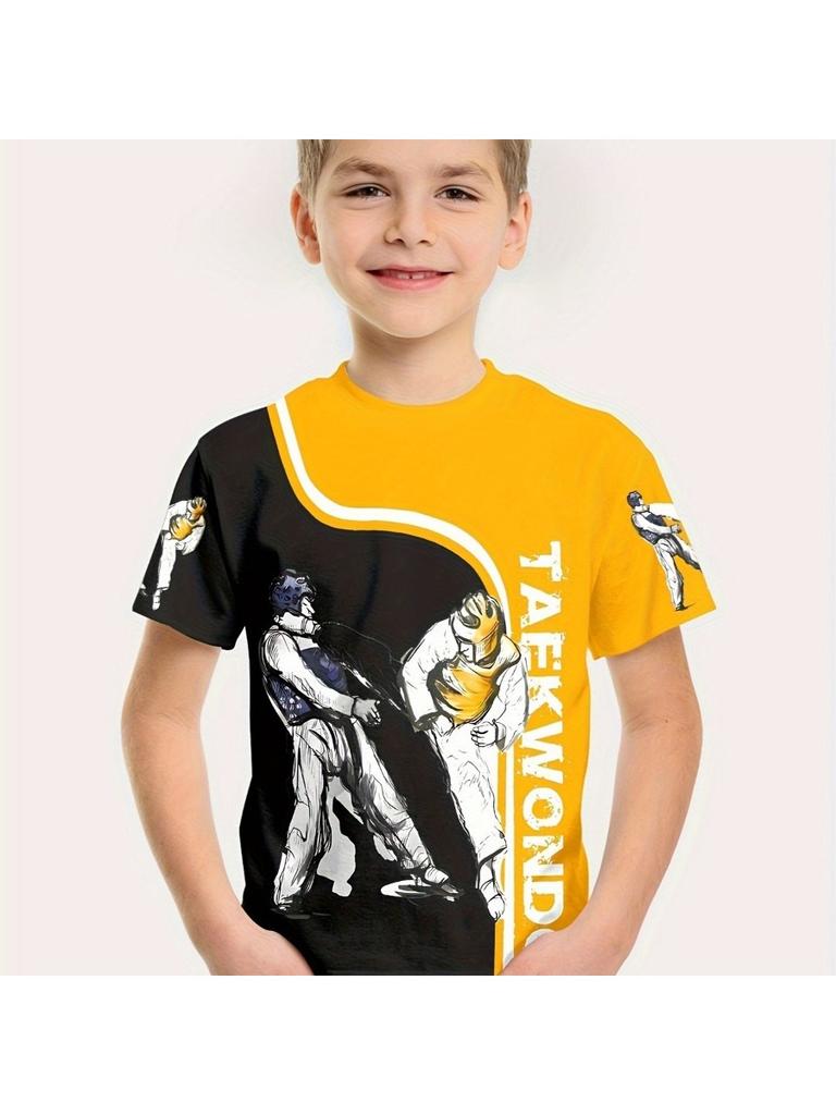 Summer Taekwondo 3D Print Kids Boys Clothes Casual Short Sleeve Children T-Shirt Clothes Stylish Outdoors
