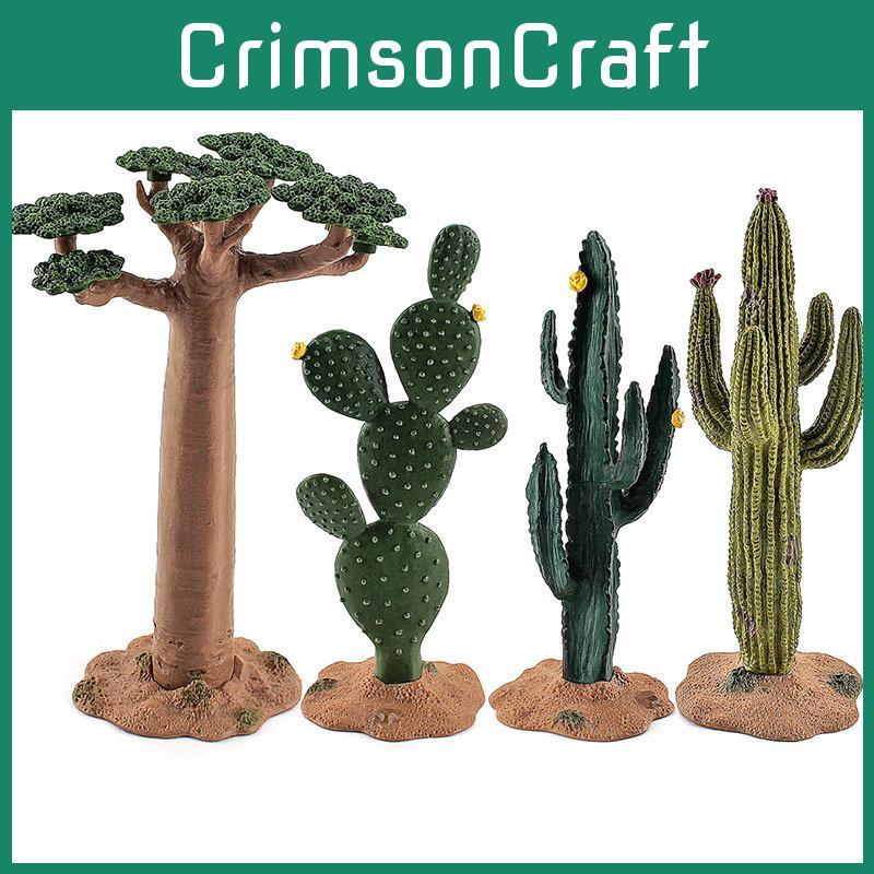 Realistisches PVC-Tiermodell Szene Dekor Tropische Wüstenbäume Kaktus und Baobab-Baum Set