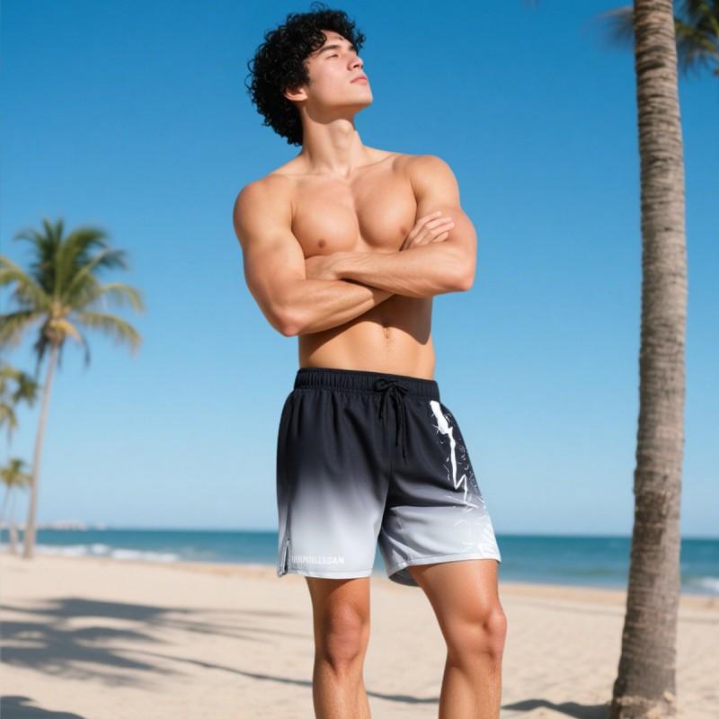 Mens Quick-Dry Double-Layer Swim Trunks With Built-In Briefs Loose Fit Breathable Water Sports Shorts Swimming Surfing