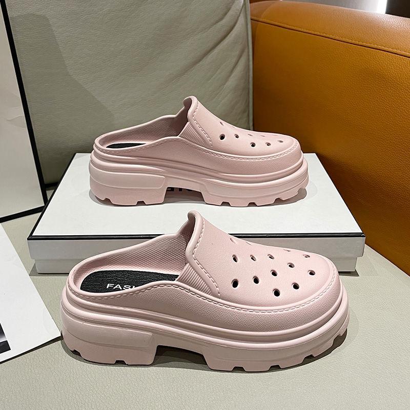 

Модные мюли, туфли, шлепанцы, домашние, толстые женские тапочки и сандалии, лето 2024 года, с каблуком, черная платформа, оптовая продажа, W 40