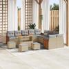 vidaXL 14-Piece Garden Sofa Set with Cushions Beige Poly Rattan Acacia 3365322