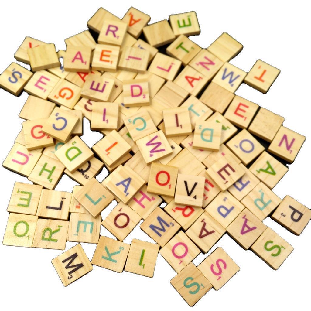 Colorful Alphabet Puzzle: 26 Pine Wood Blocks for Kids, 100 Pcs