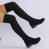 Fashion Women Boots Winter Black Over The Knee Boots 2025 New Comfort Lace Up Chunky High Heels Shoes Fashion Warm Suede Round Toe Boots