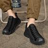 Sneakers Men's 2025 New Autumn Leather Lightweight Casual Shoes Soft Sole Bag Head Lace-up Low-top Shoes Large Size 4546