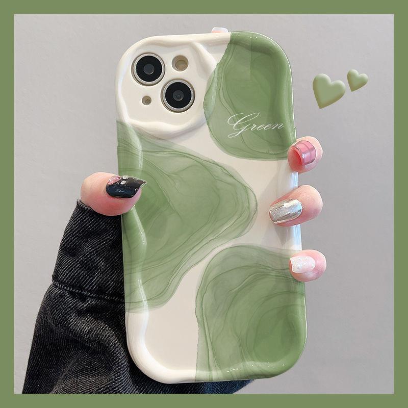 Smudge Ink Suitable for Apple 15 Mobile Phone Case IP14/16promax Transparent 11/12 Wave Pattern 13/xsmax