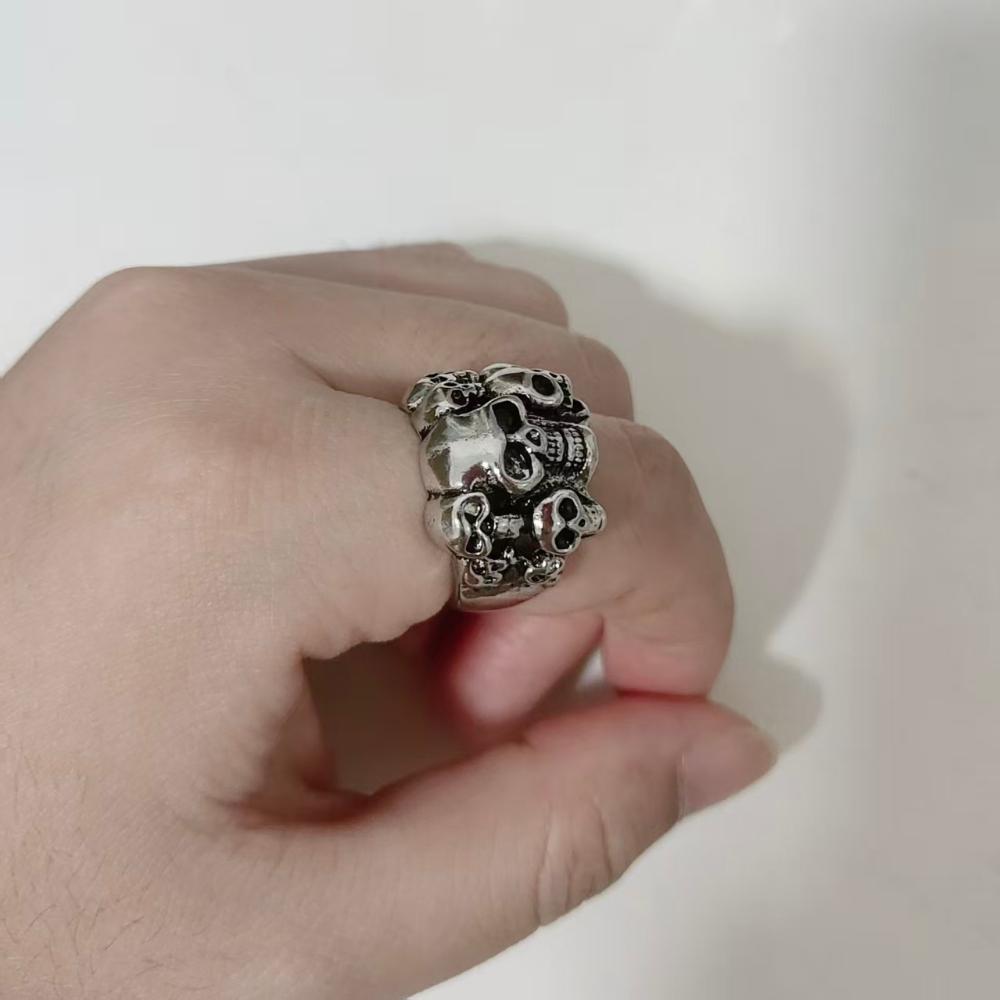 Stainless Steel Skull Open Ring For Men, Fashionable Hip-hop Jewelry Gift