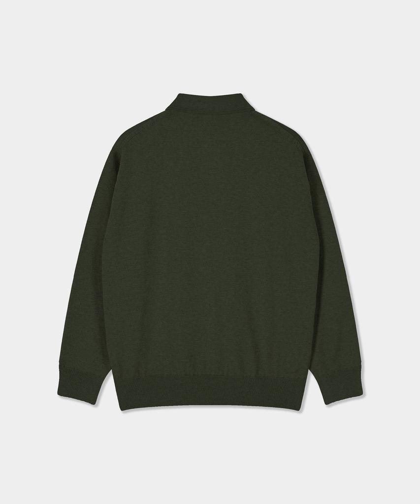 BIRBANTE Soft Washable Line Collar Knit - Khaki