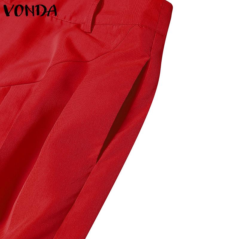 VONDA Faldas Midi de Cintura con Cremallera y Plisados para Mujer, Vestido Largo de Oficina