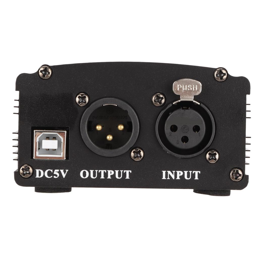 48V Phantom Power Supply 1 Channel Condenser Mic Power Supply with XLR 3 Pin Cable and USB Cable