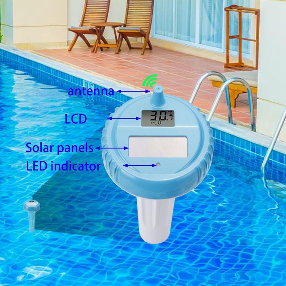 TS-WS-42 Solar Powered Wireless Floating Thermometer for Pool Spa Indoor Outdoor Temperature Meter