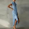 Ladies' Fashionable And Casual Cotton Linen Sleeveless Loose V-neck Dress