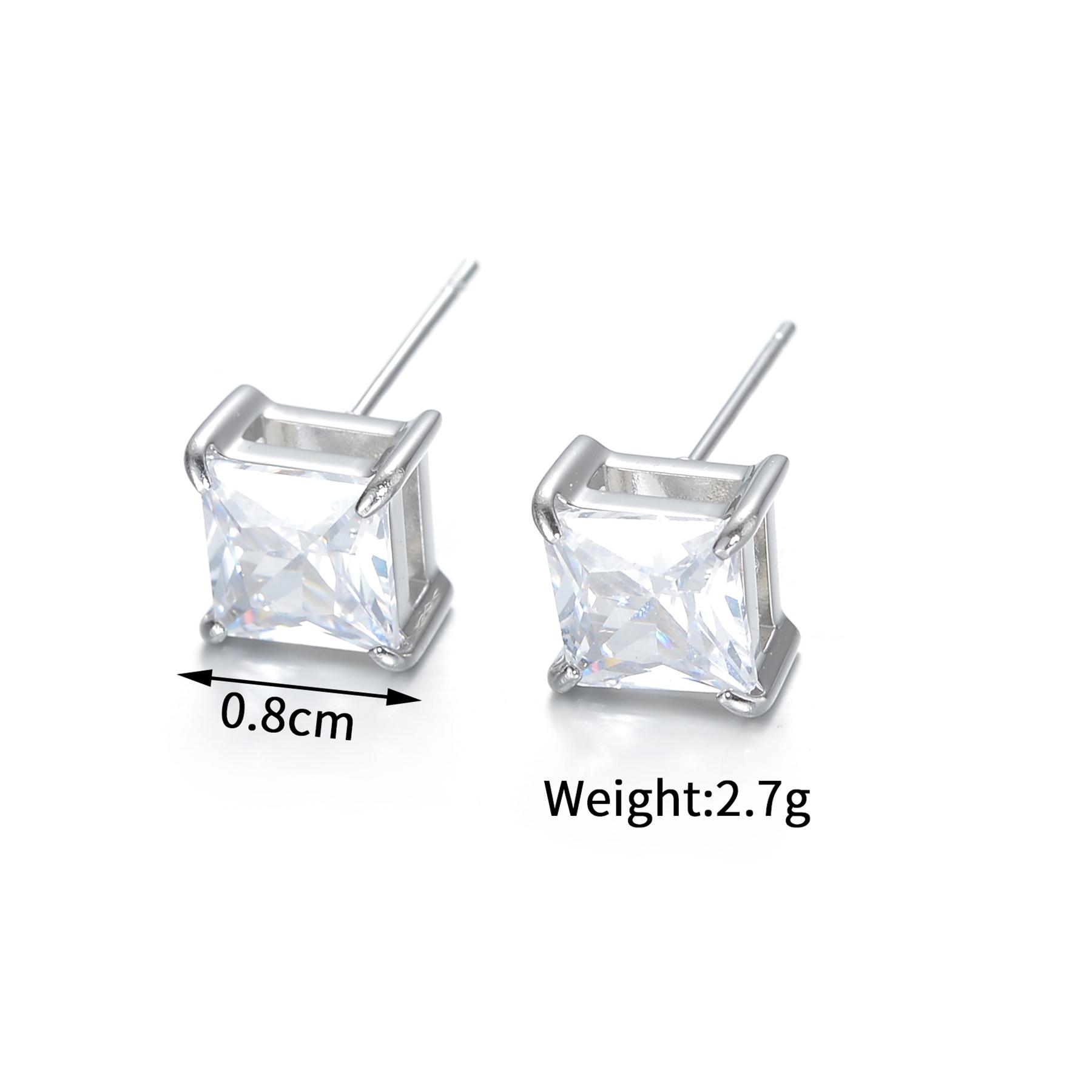 

Atoztide Fashion Simple Shiny Zircon Earring for Women Girl Stainless Steel Bling Stone Square Stud Earring Wedding Jewelry Gift