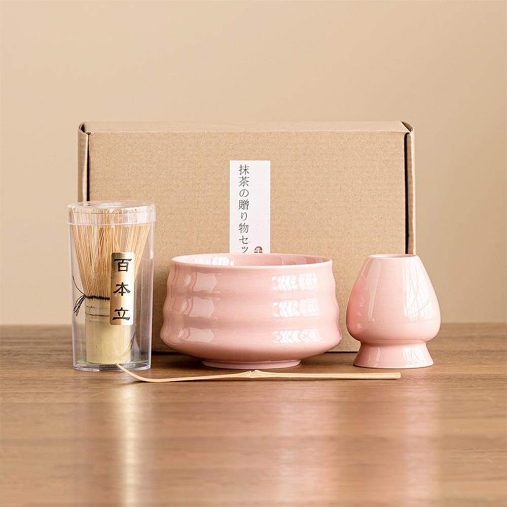 4PCS Food Grade Japanese Matcha Tea Set Bamboo Ceramic Japanese Chasen Matcha Stirring Brush
