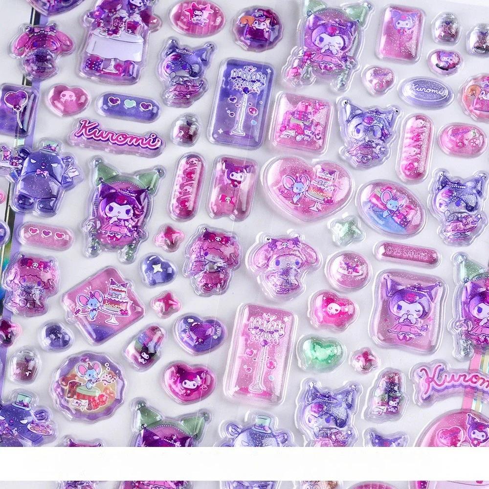 Jelly Sticker Toy DIY Crystal Decoration 3D Sticker Sanrio Hellokitty Black Beauty Melody Animation Theme Children’s Art Craft