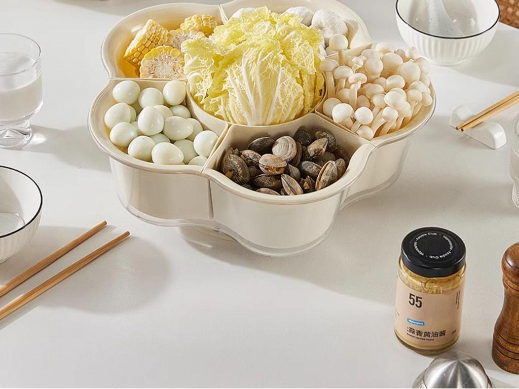 Rotatable Kitchen Prep Plate with Compartmented Draining Basket