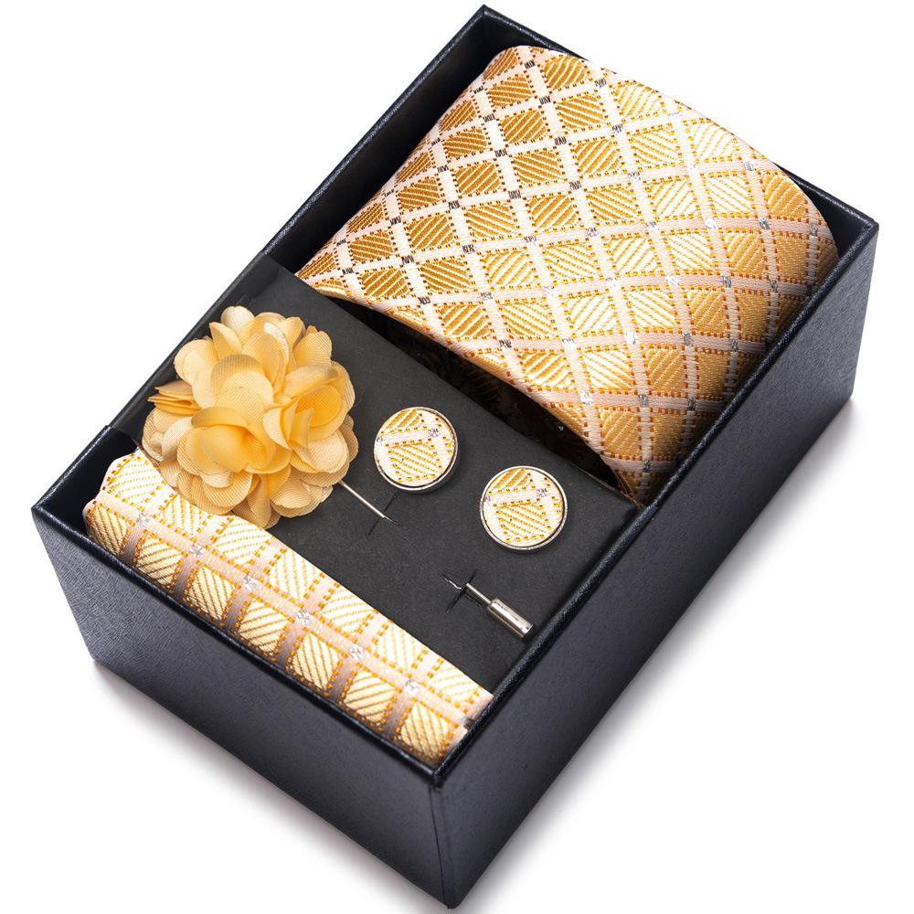 Tie Men'S Suit Accessories Cufflinks Square Scarf Corsage Tie Premium Suit Gift Box Packaging