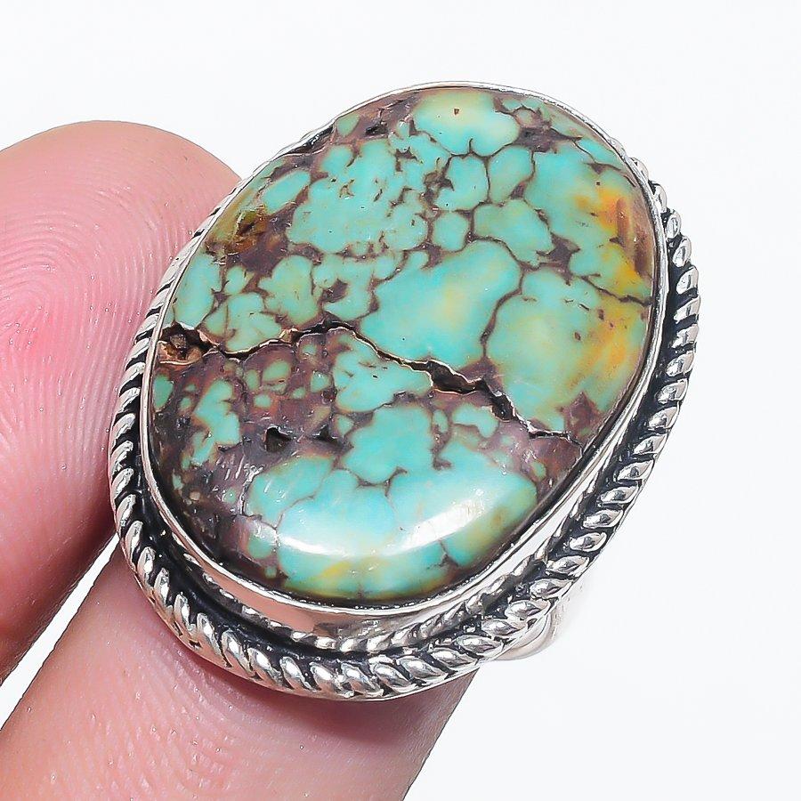 Tibetan Turquoise Gemstone 925 Sterling Silver Jewelry Ring Size 8