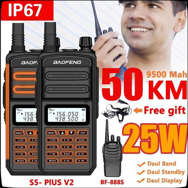 

BaoFeng Walkie Talkie 18W MAX 50 км Long Range BF S5 Plus Двухстороннее радио VHF UHF Портативная радиолюбительская радиостанция CB IP67 Водонепроницаемая рация