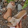 Women's Simple Shoes Summer Retro Roman Sandals Women Casual Flower Wedge Sandals Slippers Women Platform Slippers
