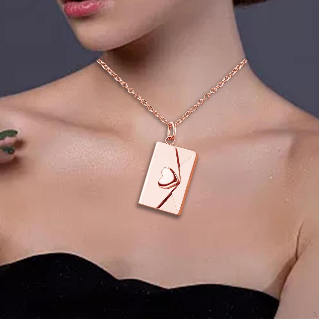 Heart Love Envelope Necklace Pendant Stainless Steel Valentine's Day Gifts Jewelry Chain for Mom Her