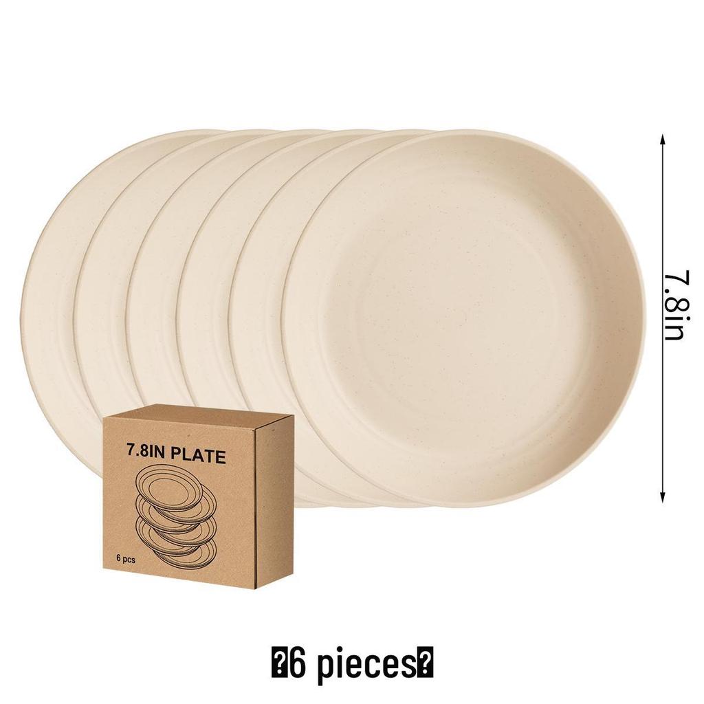 Eco-Friendly Wheat Straw 24-Piece Dinnerware Set: Plates, Bowls, Cups & Cutlery