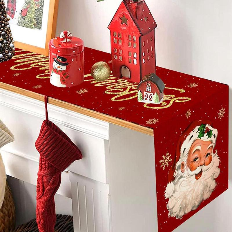 Christmas Themed Table Runner Santa Claus Table Flag Xmas Decor Tablecloth Navidad New Year Gifts Table Party Decor Supplies