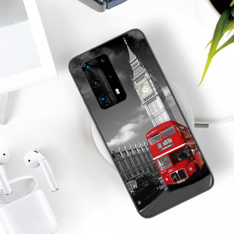 london bus england telephone Soft Clear Phone Case For Huawei P30 Lite P10 P20 P40 P50 Pro Mate 40 Pro 30 20 10 Lite Cover Silic