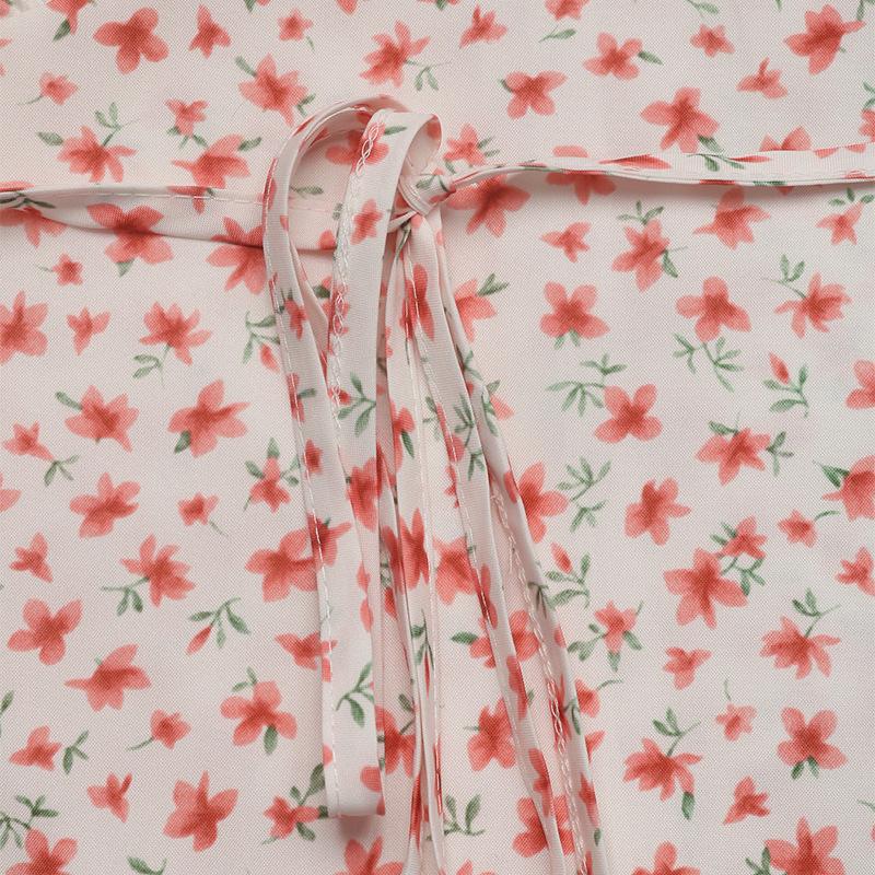 Summer 2026 Floral Print V-Neck Backless Dress – Women's Short-Sleeved Skirt