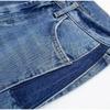 Women's Blue High Waist Jeans Fashion Clashing Color Splicing Wide Leg Flared Pants Loose Straight Trousers
