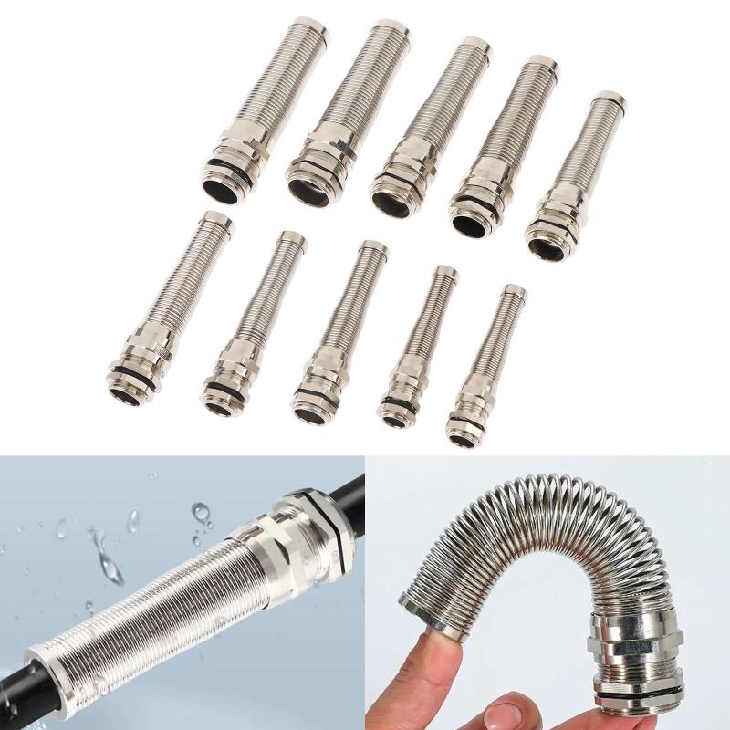 Electrical Nickel Plated Brass Cable Gland Waterproof Strain Relief Anti Bending for 8mm10mm Wire Clips Offices
