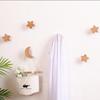 Nordic Solid Wood Star & Moon Wall Hook Set - Punch-Free Design for Coats & Hats