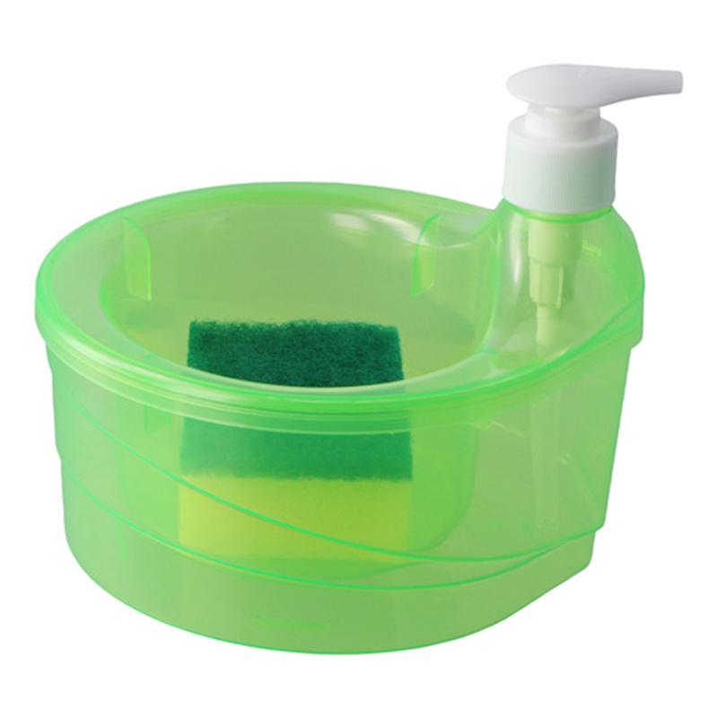 Seifenspender und Wäscherhalter, multifunktionaler Geschirrspülbehälter, 1000 ml, manueller Spülbecken-Geschirrwaschseifenspender für Café